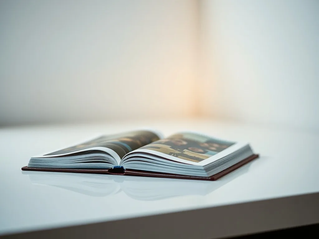 Ein aufgeschlagenes Fotobuch und ein Tablet mit der Lidl Fotoservice-Website